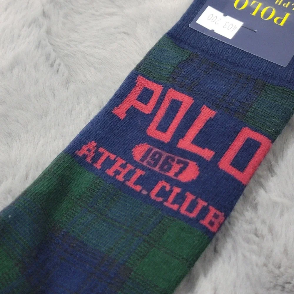 Polo Ralph Lauren Socks Mens 10-13 Green Blackwatch Plaid 1967 Athletic Dept